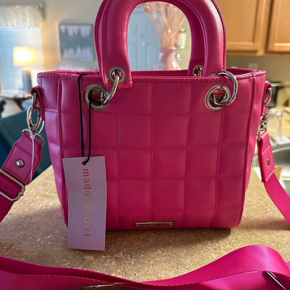 MADDEN GIRL Fuchsia Pink puffer tote